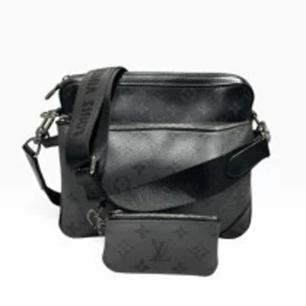 Louis Vuitton Trio Crossbody Bag Monogram Reverse Canvas Leather Eclipse Black